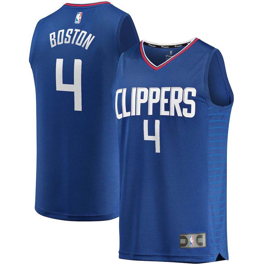 Men Los Angeles Clippers 4 Brandon Boston Jr Fanatics Branded Royal Fast Break Replica NBA Jersey